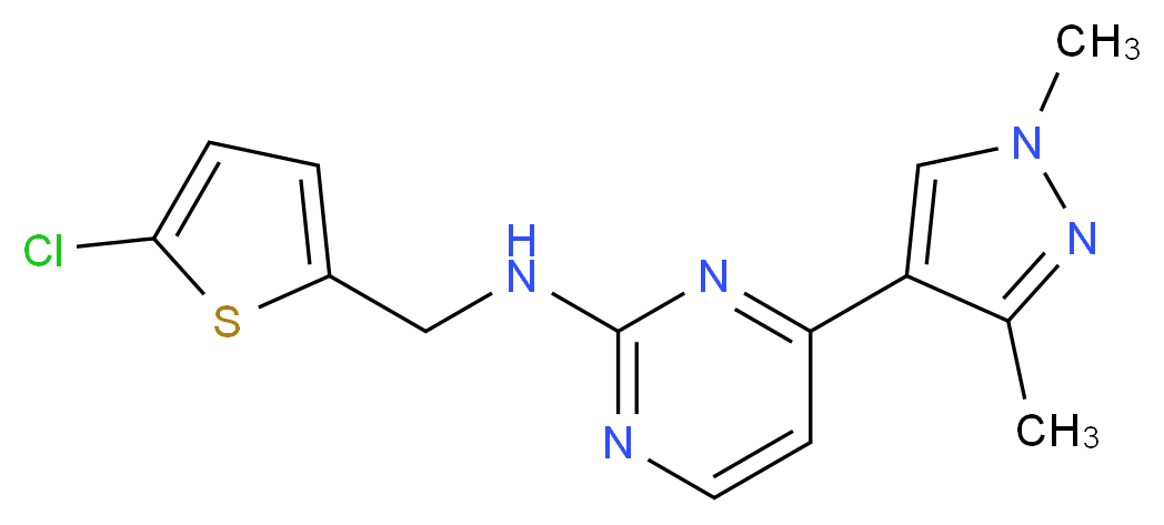 N-[(5-chloro-2-thienyl)methyl]-4-(1,3-dimethyl-1H-pyrazol-4-yl)pyrimidin-2-amine_Molecular_structure_CAS_)
