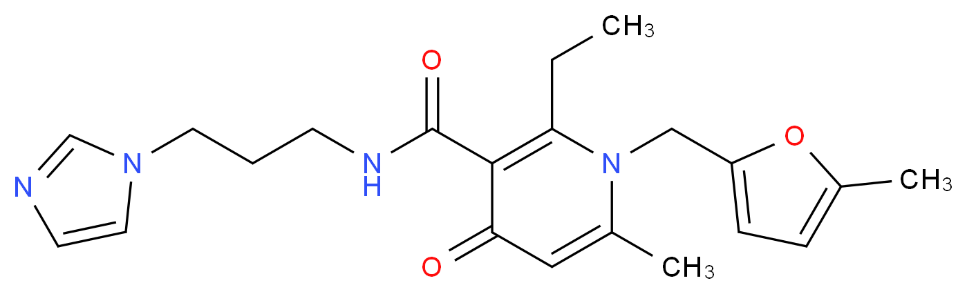 2-ethyl-N-[3-(1H-imidazol-1-yl)propyl]-6-methyl-1-[(5-methyl-2-furyl)methyl]-4-oxo-1,4-dihydro-3-pyridinecarboxamide_Molecular_structure_CAS_)