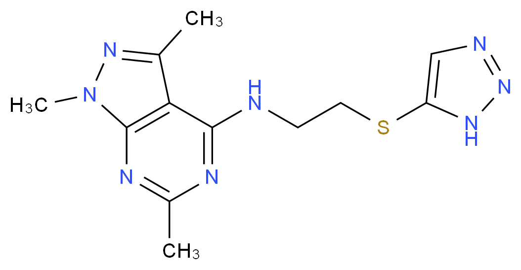 1,3,6-trimethyl-N-[2-(1H-1,2,3-triazol-5-ylthio)ethyl]-1H-pyrazolo[3,4-d]pyrimidin-4-amine_Molecular_structure_CAS_)