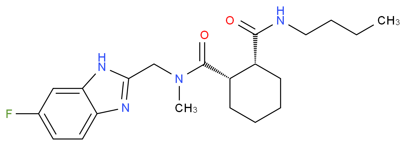 (1S*,2R*)-N'-butyl-N-[(6-fluoro-1H-benzimidazol-2-yl)methyl]-N-methyl-1,2-cyclohexanedicarboxamide_Molecular_structure_CAS_)