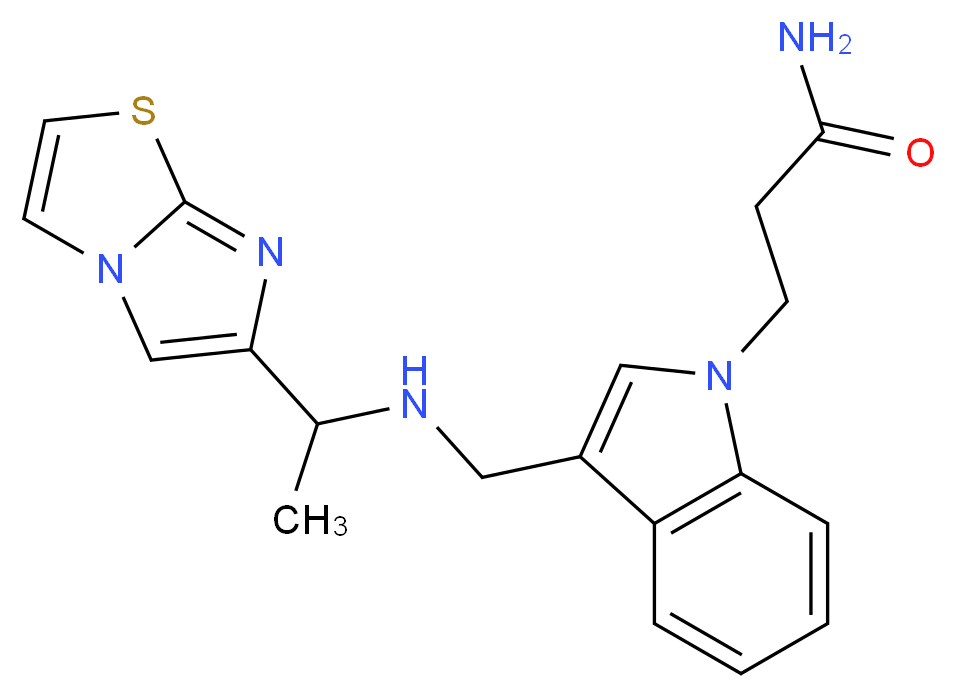 3-(3-{[(1-imidazo[2,1-b][1,3]thiazol-6-ylethyl)amino]methyl}-1H-indol-1-yl)propanamide_Molecular_structure_CAS_)