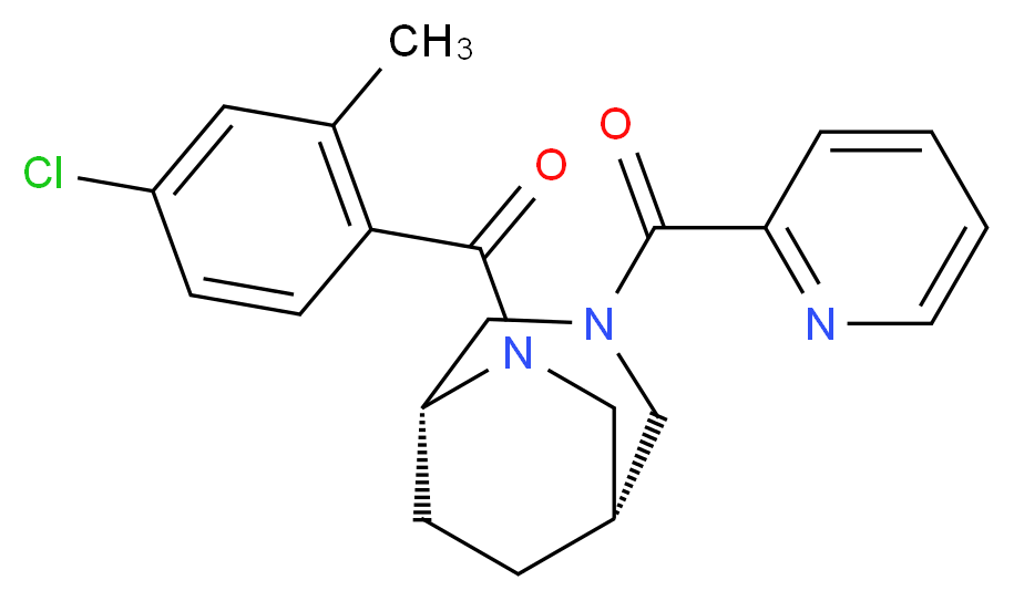 (1S*,5R*)-6-(4-chloro-2-methylbenzoyl)-3-(pyridin-2-ylcarbonyl)-3,6-diazabicyclo[3.2.2]nonane_Molecular_structure_CAS_)