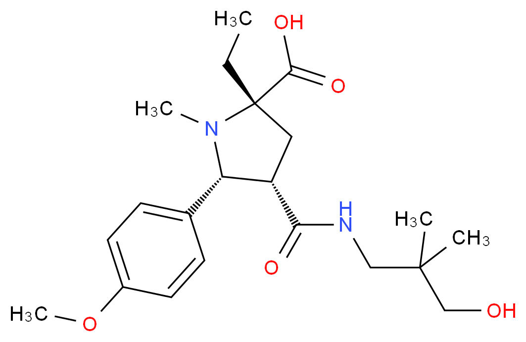 (2S*,4S*,5R*)-2-ethyl-4-{[(3-hydroxy-2,2-dimethylpropyl)amino]carbonyl}-5-(4-methoxyphenyl)-1-methylpyrrolidine-2-carboxylic acid_Molecular_structure_CAS_)