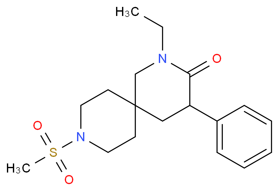 2-ethyl-9-(methylsulfonyl)-4-phenyl-2,9-diazaspiro[5.5]undecan-3-one_Molecular_structure_CAS_)