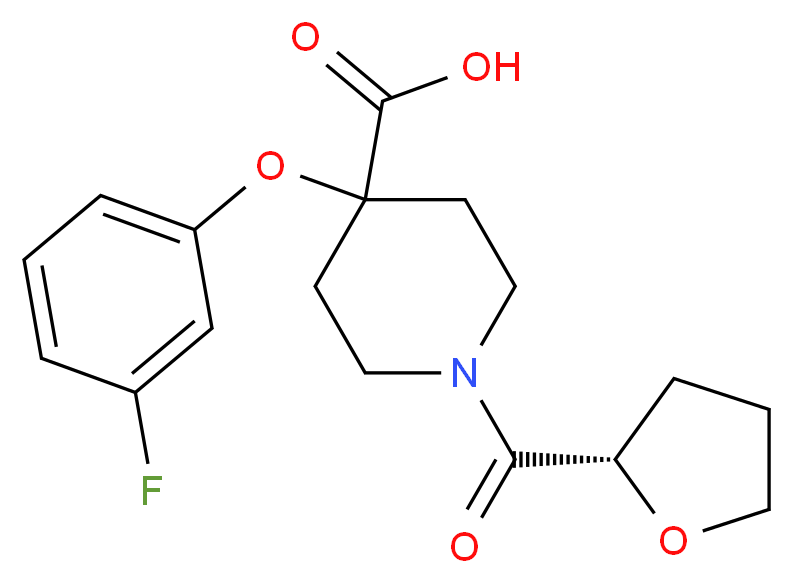 4-(3-fluorophenoxy)-1-[(2S)-tetrahydrofuran-2-ylcarbonyl]piperidine-4-carboxylic acid_Molecular_structure_CAS_)