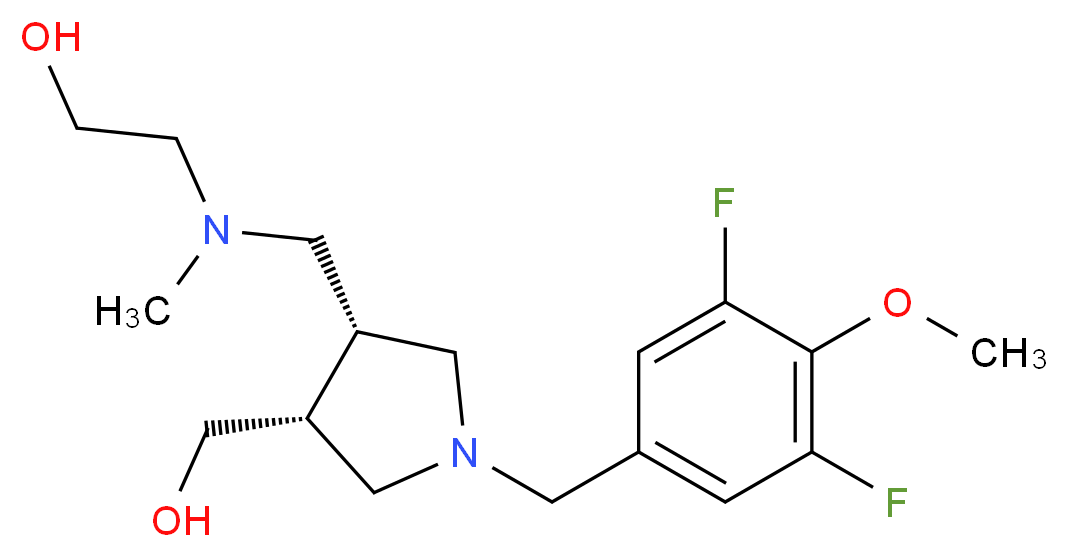 2-[{[(3R*,4R*)-1-(3,5-difluoro-4-methoxybenzyl)-4-(hydroxymethyl)pyrrolidin-3-yl]methyl}(methyl)amino]ethanol_Molecular_structure_CAS_)