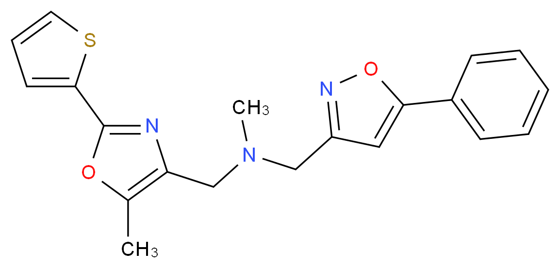 N-methyl-1-[5-methyl-2-(2-thienyl)-1,3-oxazol-4-yl]-N-[(5-phenyl-3-isoxazolyl)methyl]methanamine_Molecular_structure_CAS_)