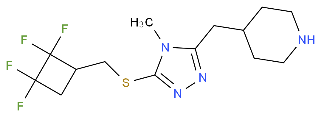 4-[(4-methyl-5-{[(2,2,3,3-tetrafluorocyclobutyl)methyl]thio}-4H-1,2,4-triazol-3-yl)methyl]piperidine_Molecular_structure_CAS_)