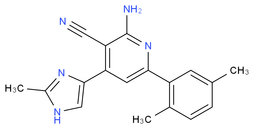 2-amino-6-(2,5-dimethylphenyl)-4-(2-methyl-1H-imidazol-4-yl)nicotinonitrile_Molecular_structure_CAS_)