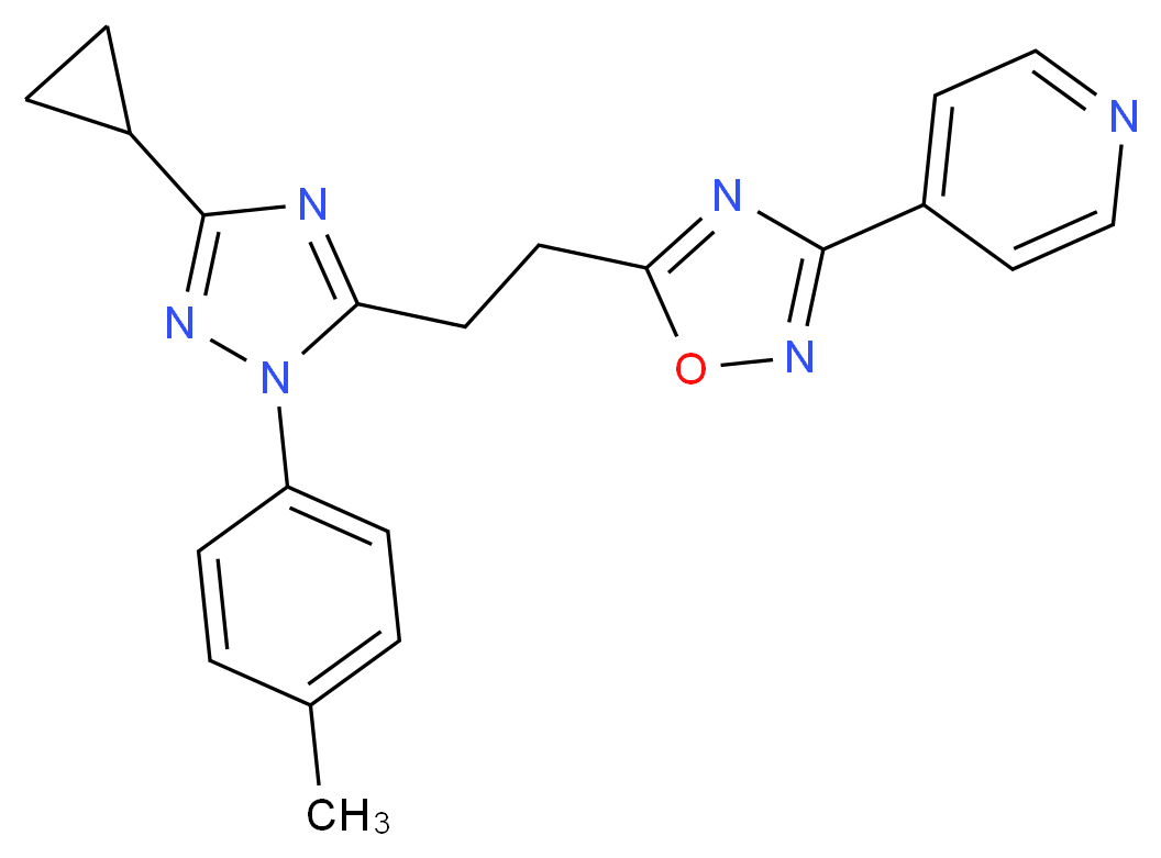 4-(5-{2-[3-cyclopropyl-1-(4-methylphenyl)-1H-1,2,4-triazol-5-yl]ethyl}-1,2,4-oxadiazol-3-yl)pyridine_Molecular_structure_CAS_)