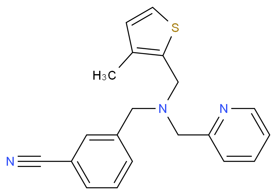 3-{[[(3-methyl-2-thienyl)methyl](pyridin-2-ylmethyl)amino]methyl}benzonitrile_Molecular_structure_CAS_)
