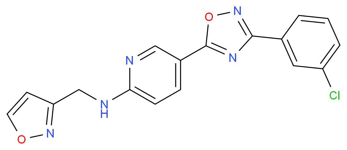 5-[3-(3-chlorophenyl)-1,2,4-oxadiazol-5-yl]-N-(3-isoxazolylmethyl)-2-pyridinamine_Molecular_structure_CAS_)