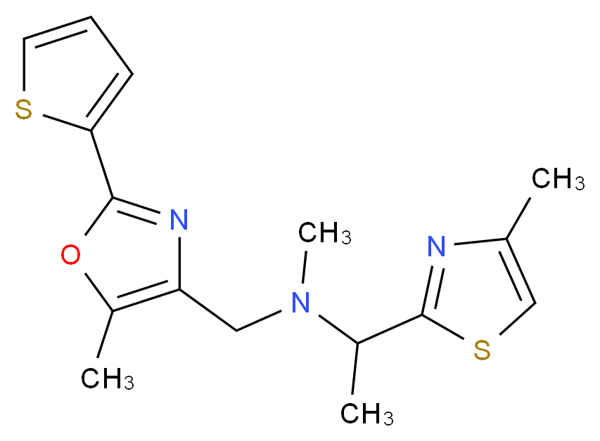 N-methyl-1-(4-methyl-1,3-thiazol-2-yl)-N-{[5-methyl-2-(2-thienyl)-1,3-oxazol-4-yl]methyl}ethanamine_Molecular_structure_CAS_)