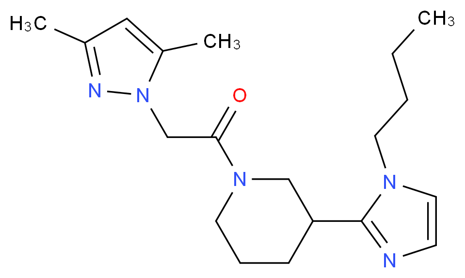 3-(1-butyl-1H-imidazol-2-yl)-1-[(3,5-dimethyl-1H-pyrazol-1-yl)acetyl]piperidine_Molecular_structure_CAS_)