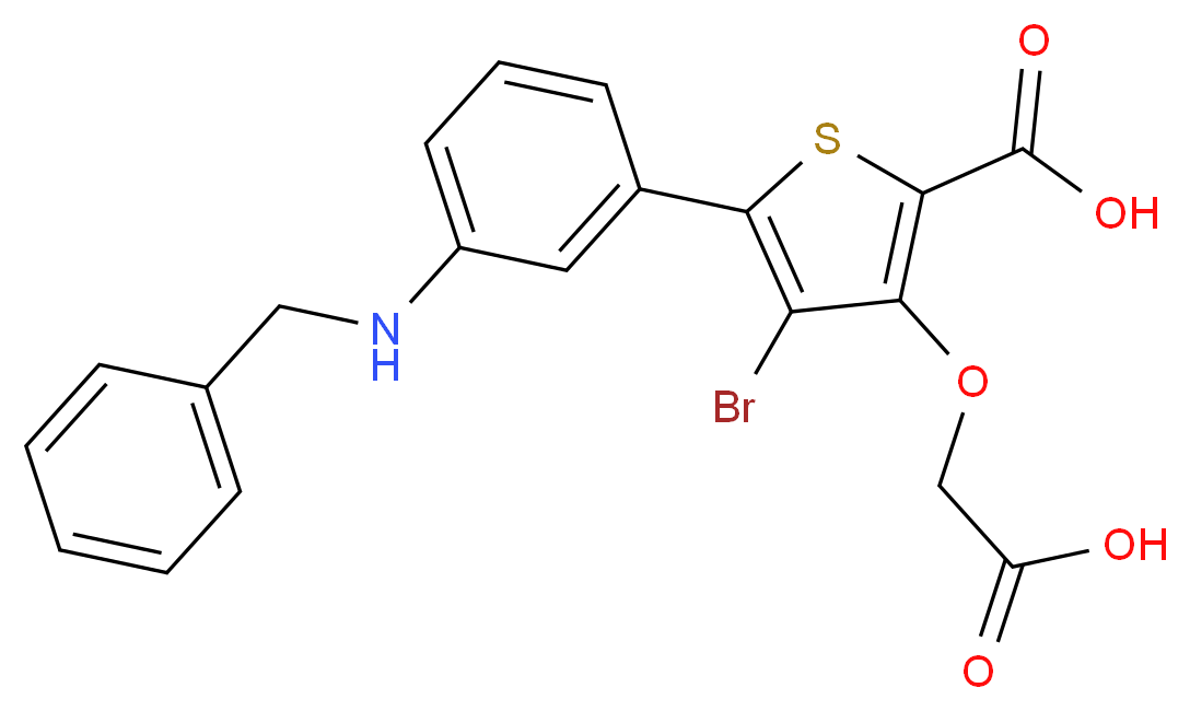 5-[3-(BENZYLAMINO)PHENYL]-4-BROMO-3-(CARBOXYMETHOXY)THIOPHENE-2-CARBOXYLIC ACID_Molecular_structure_CAS_)