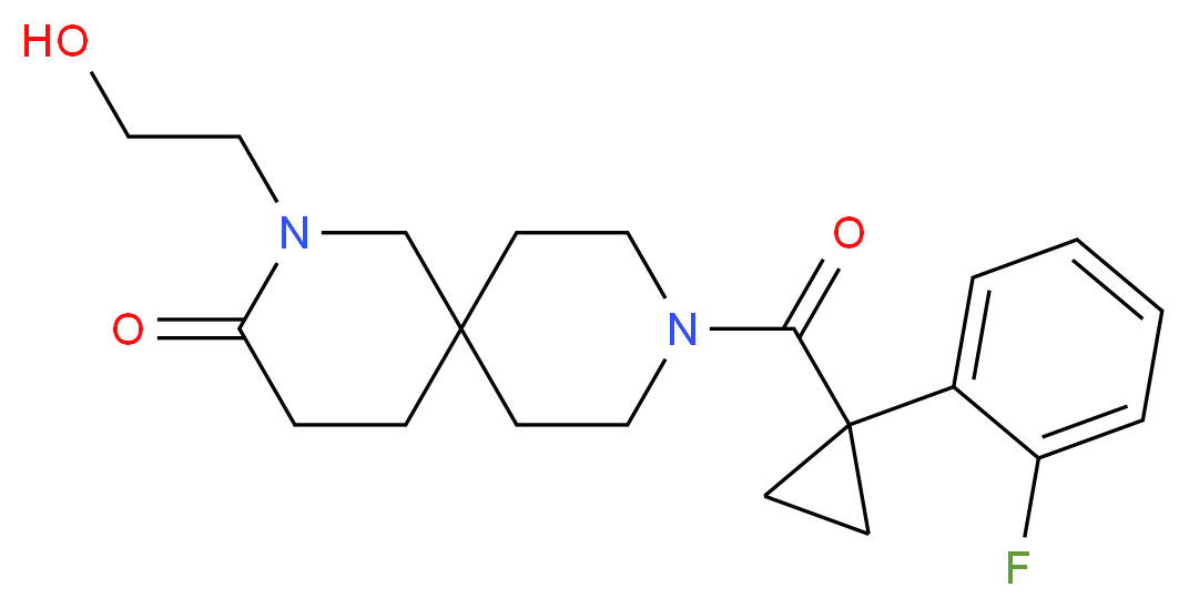 9-{[1-(2-fluorophenyl)cyclopropyl]carbonyl}-2-(2-hydroxyethyl)-2,9-diazaspiro[5.5]undecan-3-one_Molecular_structure_CAS_)
