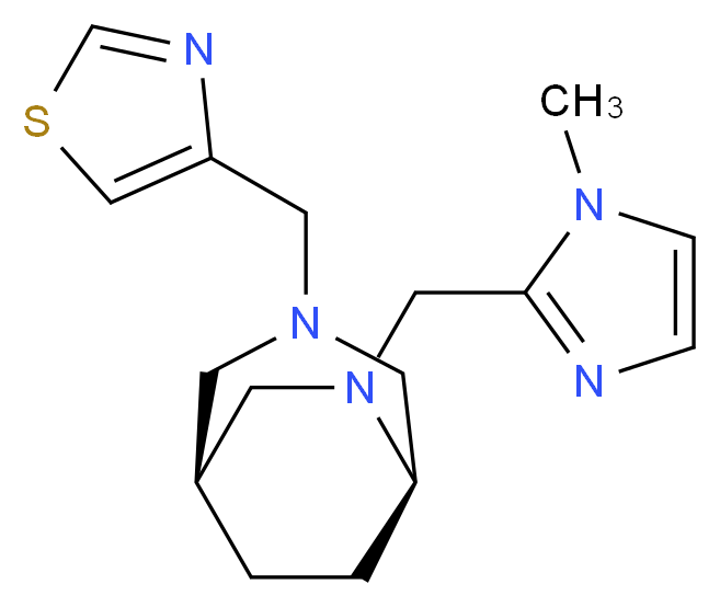 (1S*,5R*)-6-[(1-methyl-1H-imidazol-2-yl)methyl]-3-(1,3-thiazol-4-ylmethyl)-3,6-diazabicyclo[3.2.2]nonane_Molecular_structure_CAS_)