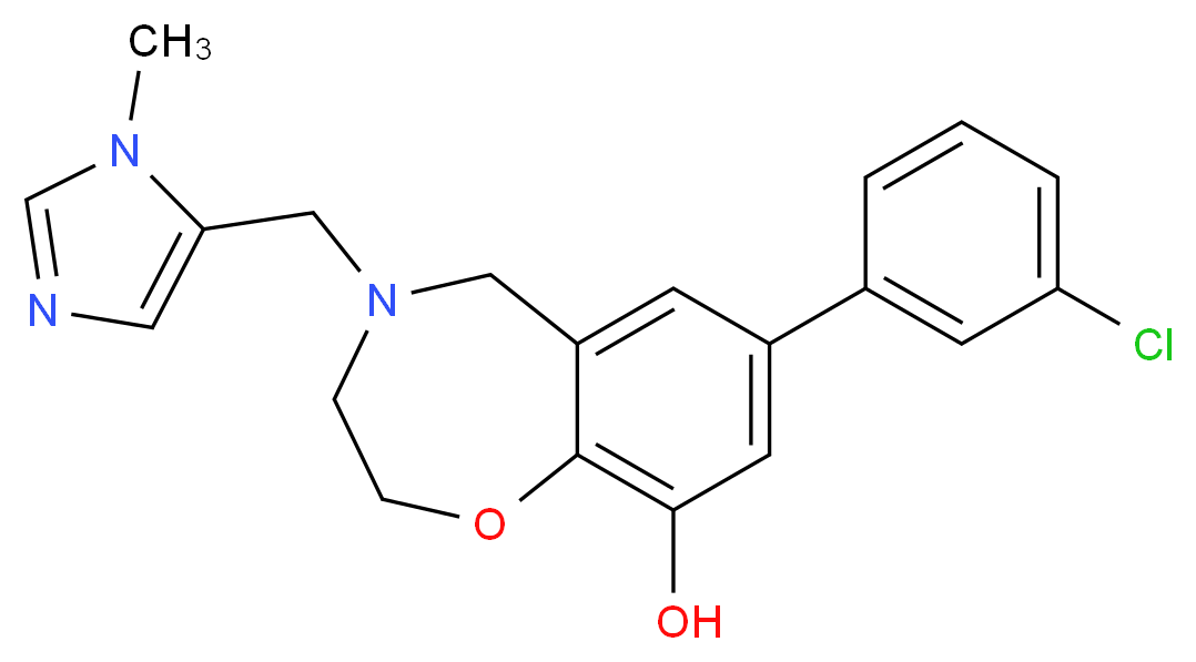 7-(3-chlorophenyl)-4-[(1-methyl-1H-imidazol-5-yl)methyl]-2,3,4,5-tetrahydro-1,4-benzoxazepin-9-ol_Molecular_structure_CAS_)