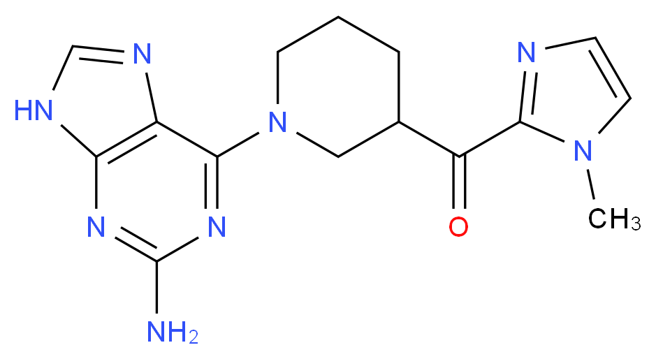 [1-(2-amino-9H-purin-6-yl)-3-piperidinyl](1-methyl-1H-imidazol-2-yl)methanone_Molecular_structure_CAS_)
