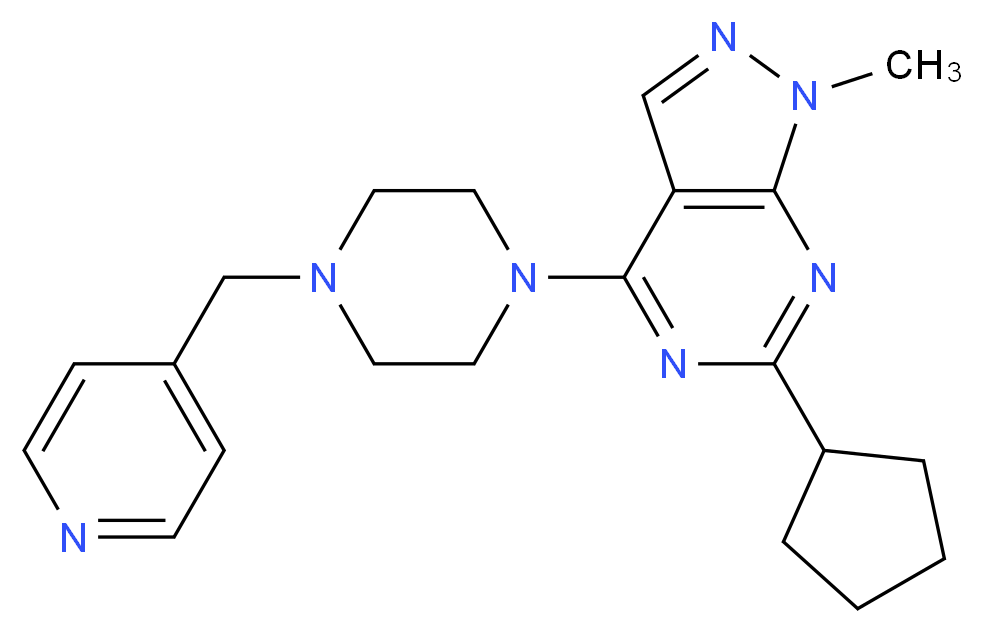 6-cyclopentyl-1-methyl-4-[4-(4-pyridinylmethyl)-1-piperazinyl]-1H-pyrazolo[3,4-d]pyrimidine_Molecular_structure_CAS_)