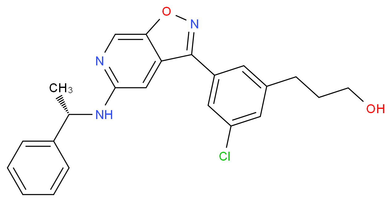 3-[3-chloro-5-(5-{[(1S)-1-phenylethyl]amino}isoxazolo[5,4-c]pyridin-3-yl)phenyl]propan-1-ol_Molecular_structure_CAS_)