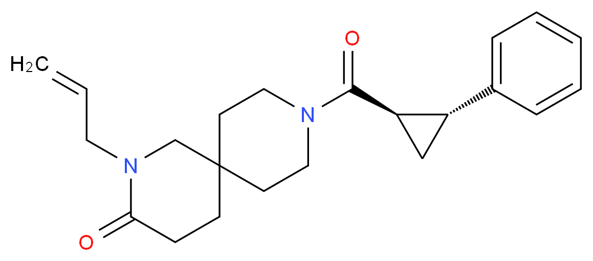 2-allyl-9-{[(1R*,2R*)-2-phenylcyclopropyl]carbonyl}-2,9-diazaspiro[5.5]undecan-3-one_Molecular_structure_CAS_)