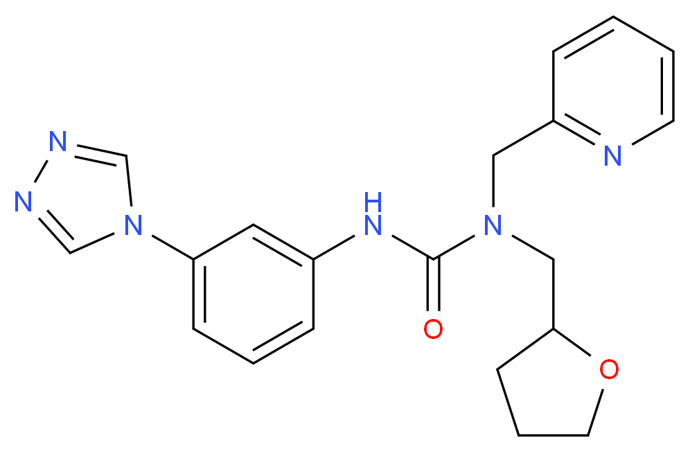 N-(pyridin-2-ylmethyl)-N-(tetrahydrofuran-2-ylmethyl)-N'-[3-(4H-1,2,4-triazol-4-yl)phenyl]urea_Molecular_structure_CAS_)