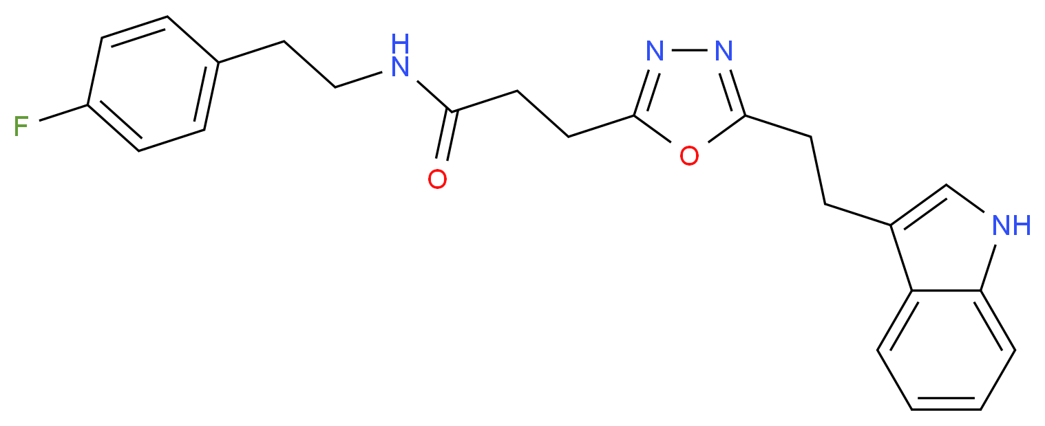 N-[2-(4-fluorophenyl)ethyl]-3-{5-[2-(1H-indol-3-yl)ethyl]-1,3,4-oxadiazol-2-yl}propanamide_Molecular_structure_CAS_)