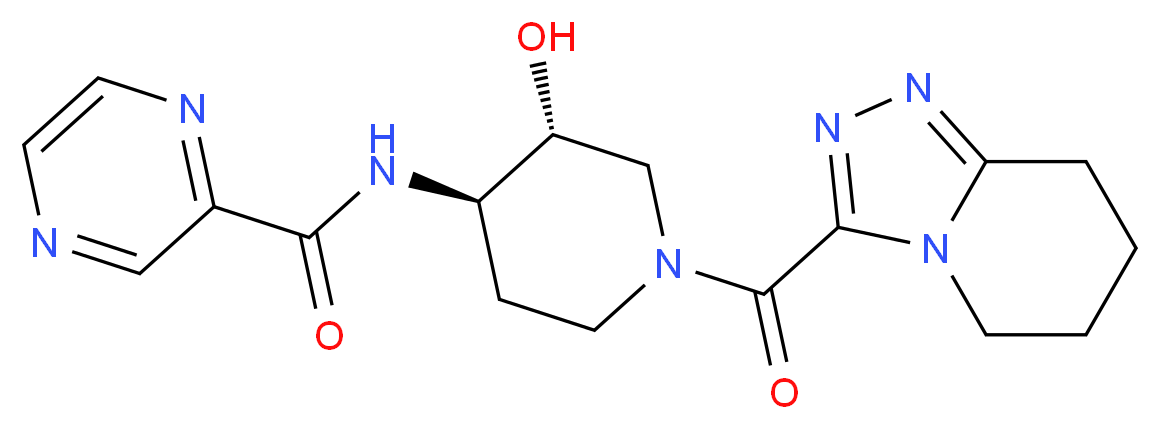 N-[(3R*,4R*)-3-hydroxy-1-(5,6,7,8-tetrahydro[1,2,4]triazolo[4,3-a]pyridin-3-ylcarbonyl)piperidin-4-yl]pyrazine-2-carboxamide_Molecular_structure_CAS_)