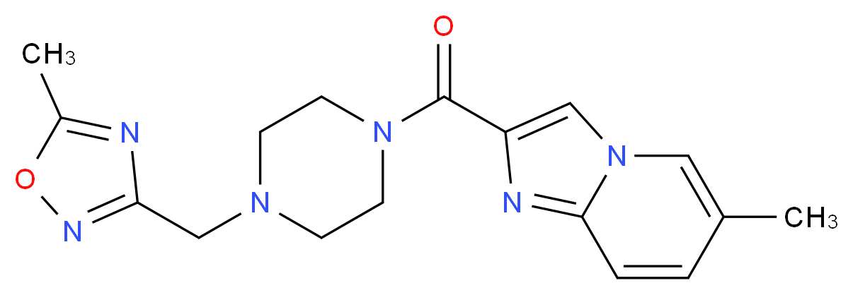 6-methyl-2-({4-[(5-methyl-1,2,4-oxadiazol-3-yl)methyl]-1-piperazinyl}carbonyl)imidazo[1,2-a]pyridine_Molecular_structure_CAS_)