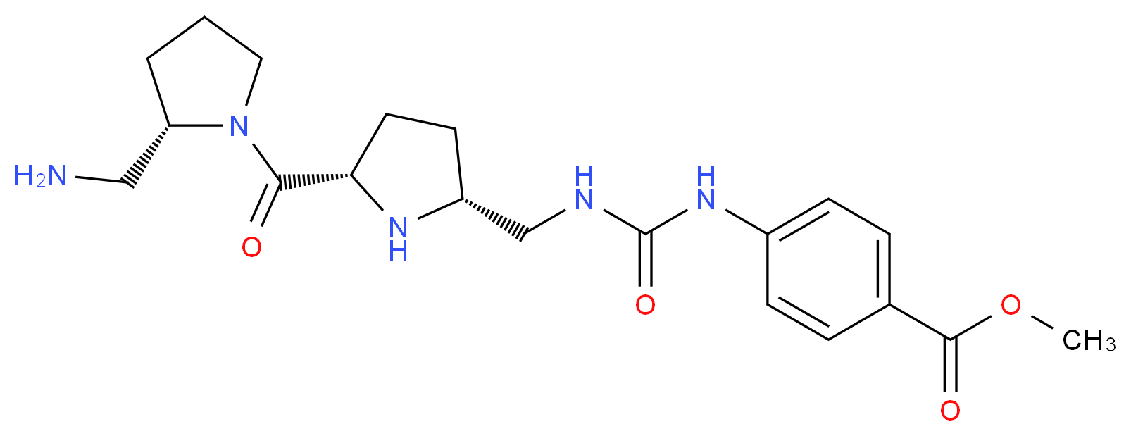 METHYL 4-{[({[(2R,5S)-5-{[(2S)-2-(AMINOMETHYL)PYRROLIDIN-1-YL]CARBONYL}PYRROLIDIN-2-YL]METHYL}AMINO)CARBONYL]AMINO}BENZOATE_Molecular_structure_CAS_)