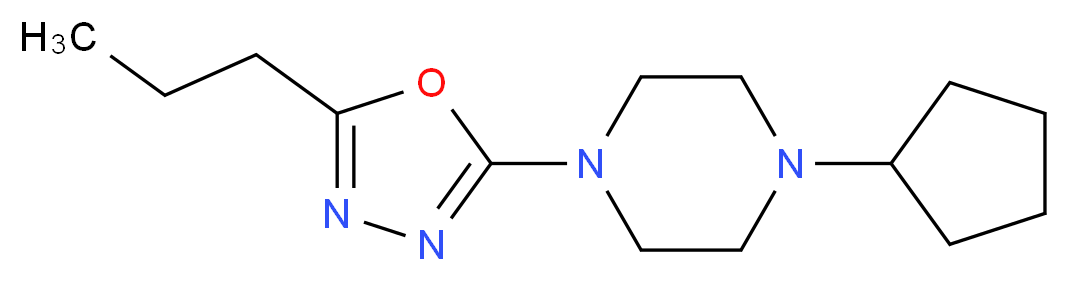 1-cyclopentyl-4-(5-propyl-1,3,4-oxadiazol-2-yl)piperazine_Molecular_structure_CAS_)