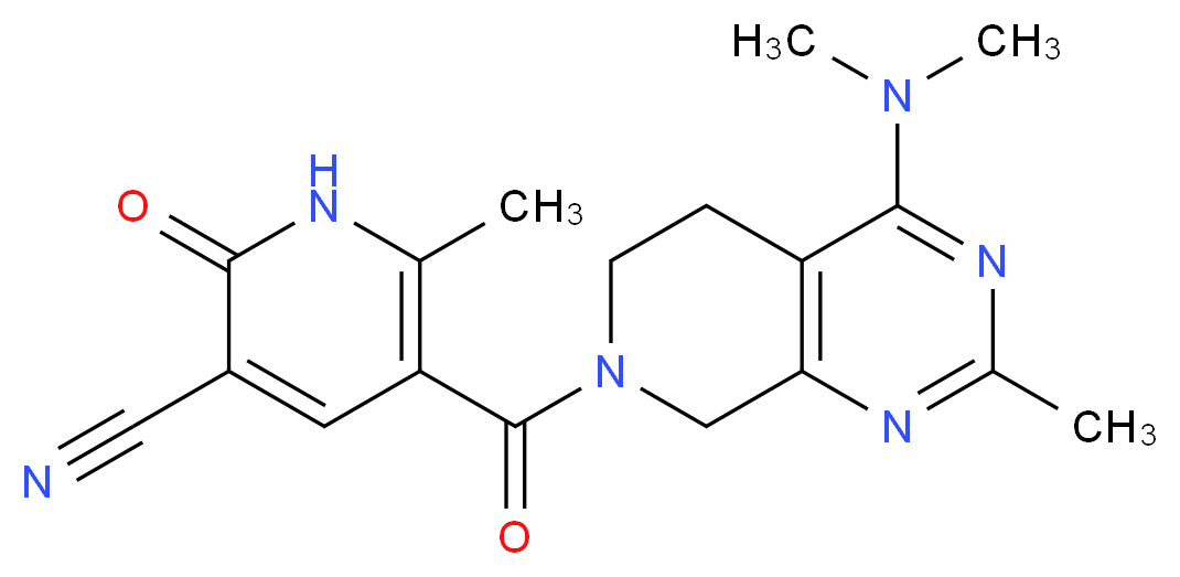 5-{[4-(dimethylamino)-2-methyl-5,8-dihydropyrido[3,4-d]pyrimidin-7(6H)-yl]carbonyl}-6-methyl-2-oxo-1,2-dihydropyridine-3-carbonitrile_Molecular_structure_CAS_)