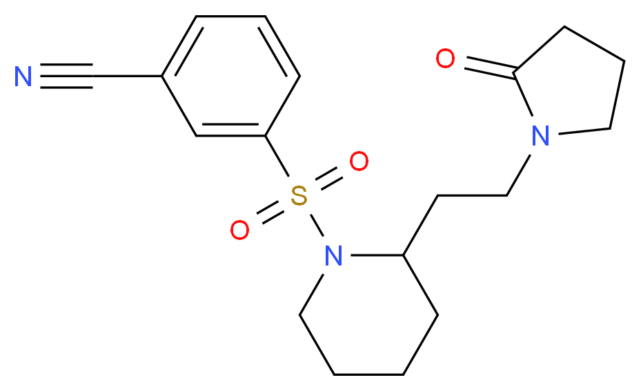 3-({2-[2-(2-oxo-1-pyrrolidinyl)ethyl]-1-piperidinyl}sulfonyl)benzonitrile_Molecular_structure_CAS_)