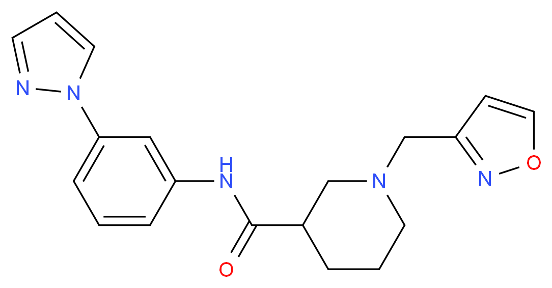 1-(3-isoxazolylmethyl)-N-[3-(1H-pyrazol-1-yl)phenyl]-3-piperidinecarboxamide_Molecular_structure_CAS_)