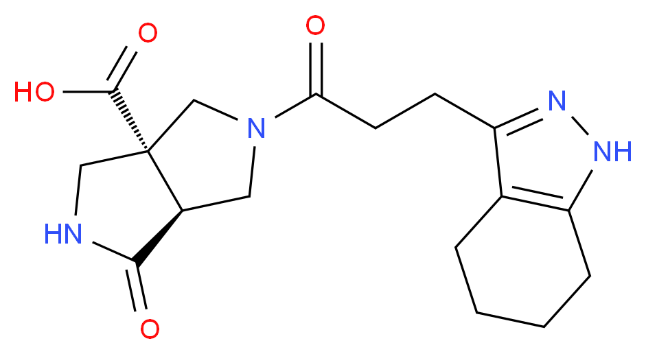 (3aR*,6aS*)-1-oxo-5-[3-(4,5,6,7-tetrahydro-1H-indazol-3-yl)propanoyl]hexahydropyrrolo[3,4-c]pyrrole-3a(1H)-carboxylic acid_Molecular_structure_CAS_)