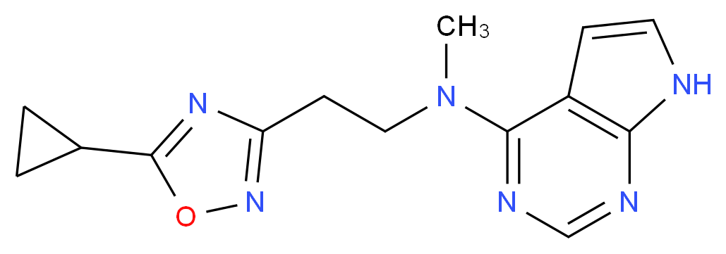N-[2-(5-cyclopropyl-1,2,4-oxadiazol-3-yl)ethyl]-N-methyl-7H-pyrrolo[2,3-d]pyrimidin-4-amine_Molecular_structure_CAS_)