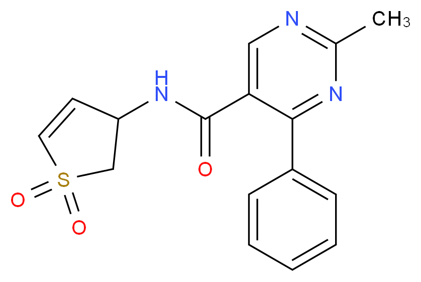 N-(1,1-dioxido-2,3-dihydro-3-thienyl)-2-methyl-4-phenylpyrimidine-5-carboxamide_Molecular_structure_CAS_)