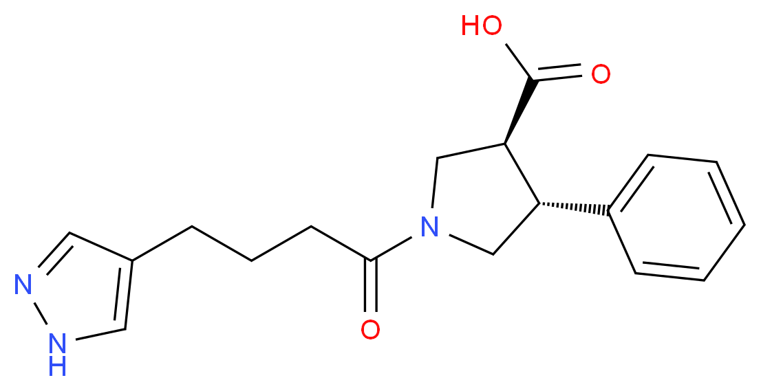 (3S*,4R*)-4-phenyl-1-[4-(1H-pyrazol-4-yl)butanoyl]pyrrolidine-3-carboxylic acid_Molecular_structure_CAS_)