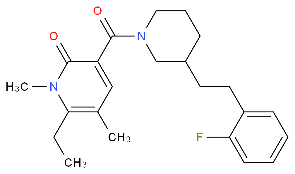 6-ethyl-3-({3-[2-(2-fluorophenyl)ethyl]-1-piperidinyl}carbonyl)-1,5-dimethyl-2(1H)-pyridinone_Molecular_structure_CAS_)