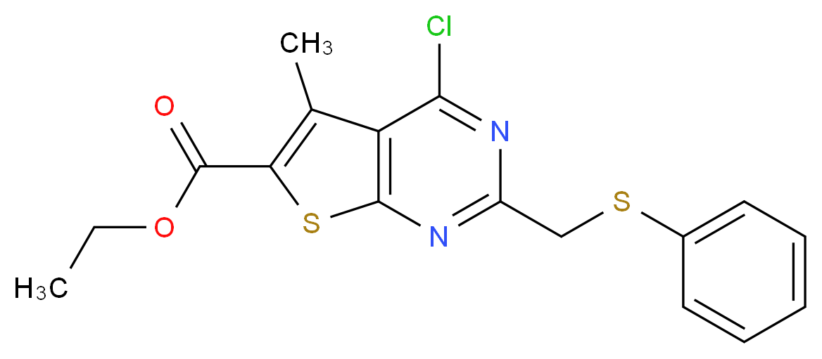 ethyl 4-chloro-5-methyl-2-[(phenylthio)methyl]thieno[2,3-d]pyrimidine-6-carboxylate_Molecular_structure_CAS_)