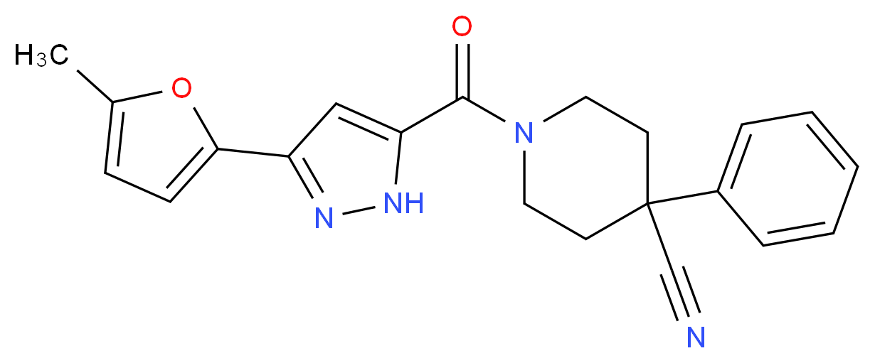 1-{[3-(5-methyl-2-furyl)-1H-pyrazol-5-yl]carbonyl}-4-phenyl-4-piperidinecarbonitrile_Molecular_structure_CAS_)