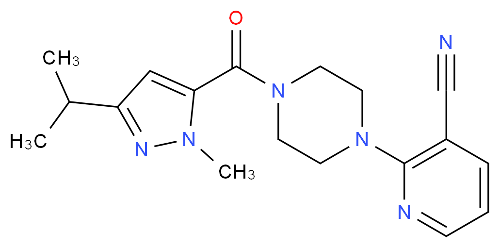 2-{4-[(3-isopropyl-1-methyl-1H-pyrazol-5-yl)carbonyl]piperazin-1-yl}nicotinonitrile_Molecular_structure_CAS_)