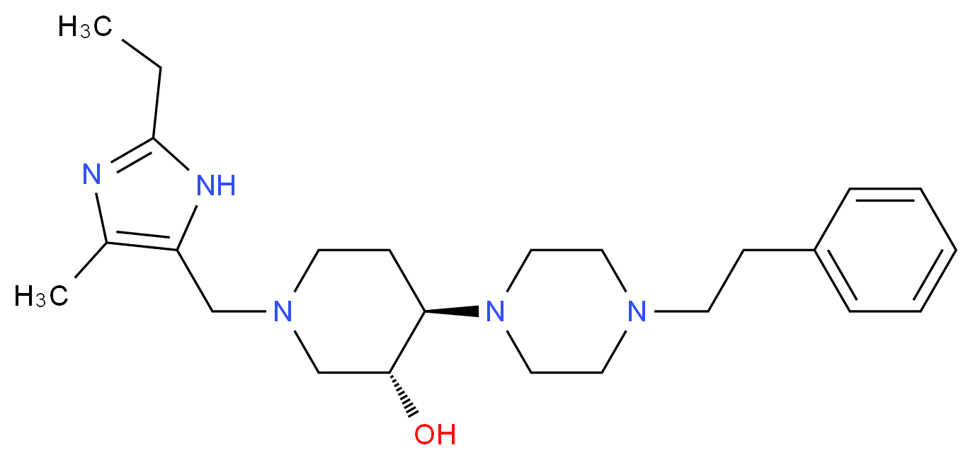 (3R*,4R*)-1-[(2-ethyl-4-methyl-1H-imidazol-5-yl)methyl]-4-[4-(2-phenylethyl)-1-piperazinyl]-3-piperidinol_Molecular_structure_CAS_)