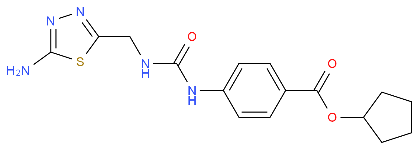 cyclopentyl 4-[({[(5-amino-1,3,4-thiadiazol-2-yl)methyl]amino}carbonyl)amino]benzoate_Molecular_structure_CAS_)