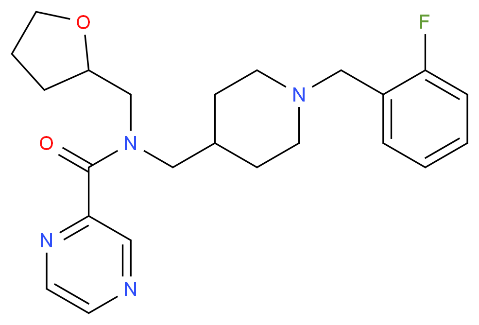 N-{[1-(2-fluorobenzyl)-4-piperidinyl]methyl}-N-(tetrahydro-2-furanylmethyl)-2-pyrazinecarboxamide_Molecular_structure_CAS_)