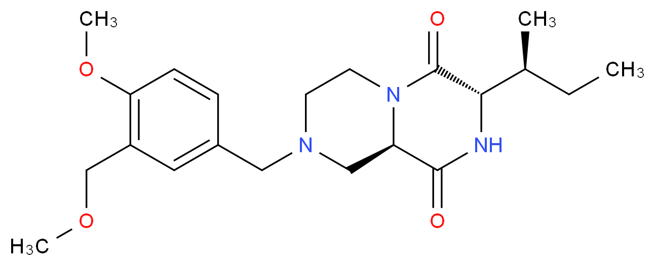 (3S,9aR)-8-[4-methoxy-3-(methoxymethyl)benzyl]-3-[(1S)-1-methylpropyl]tetrahydro-2H-pyrazino[1,2-a]pyrazine-1,4(3H,6H)-dione_Molecular_structure_CAS_)
