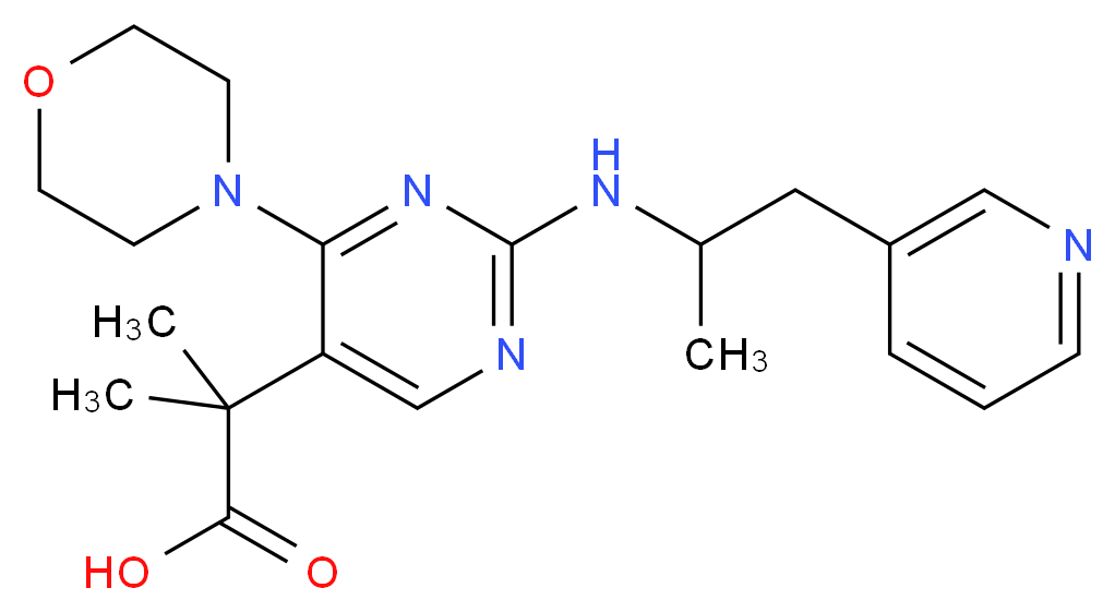 2-methyl-2-{2-[(1-methyl-2-pyridin-3-ylethyl)amino]-4-morpholin-4-ylpyrimidin-5-yl}propanoic acid_Molecular_structure_CAS_)