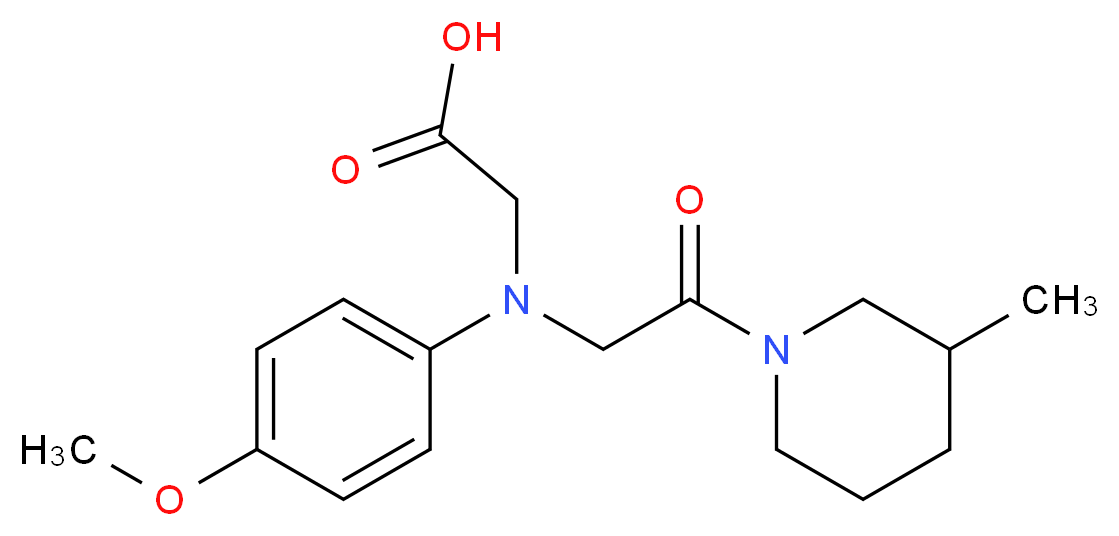 {(4-Methoxyphenyl)[2-(3-methylpiperidin-1-yl)-2-oxoethyl]amino}acetic acid_Molecular_structure_CAS_)