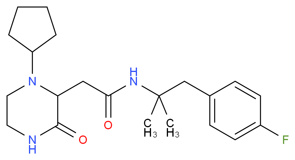 2-(1-cyclopentyl-3-oxo-2-piperazinyl)-N-[2-(4-fluorophenyl)-1,1-dimethylethyl]acetamide_Molecular_structure_CAS_)